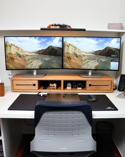 Suporte para dois Monitores em Madeira