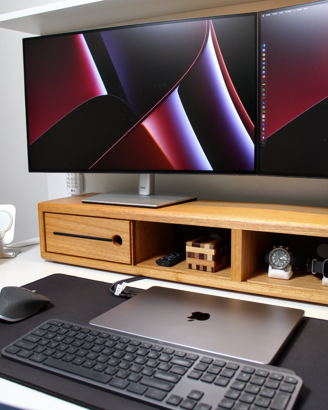Suporte para dois Monitores em Madeira