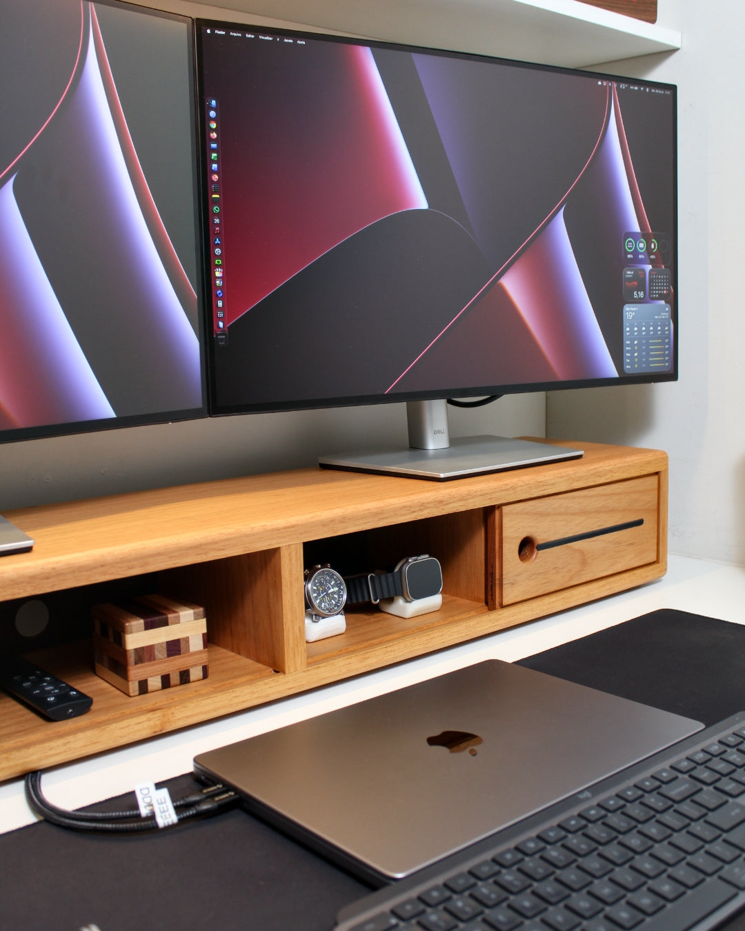 Suporte para dois Monitores em Madeira